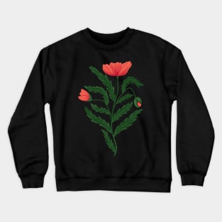 Poppy Flower 1 Green Red Crewneck Sweatshirt